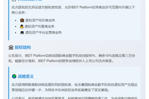 阿联酋初步批准虚拟资产牌照申请