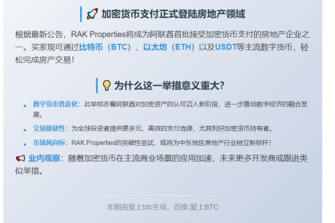 阿联酋RAK Properties接受加密货币购房