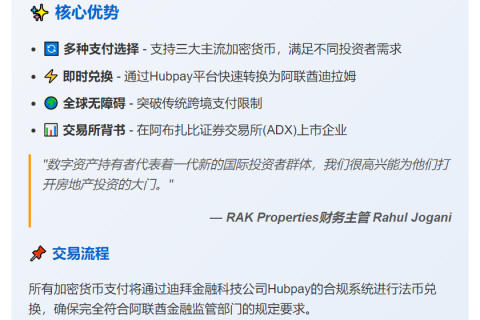 阿联酋房企接受加密货币购房