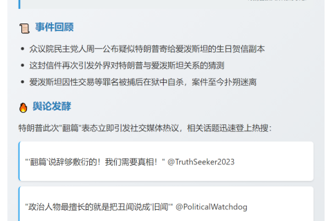 特朗普回应爱泼斯坦贺信争议：翻篇了
