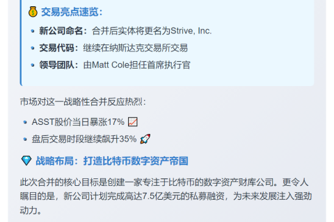 Asset Entities与Strive合并成立比特币财库公司