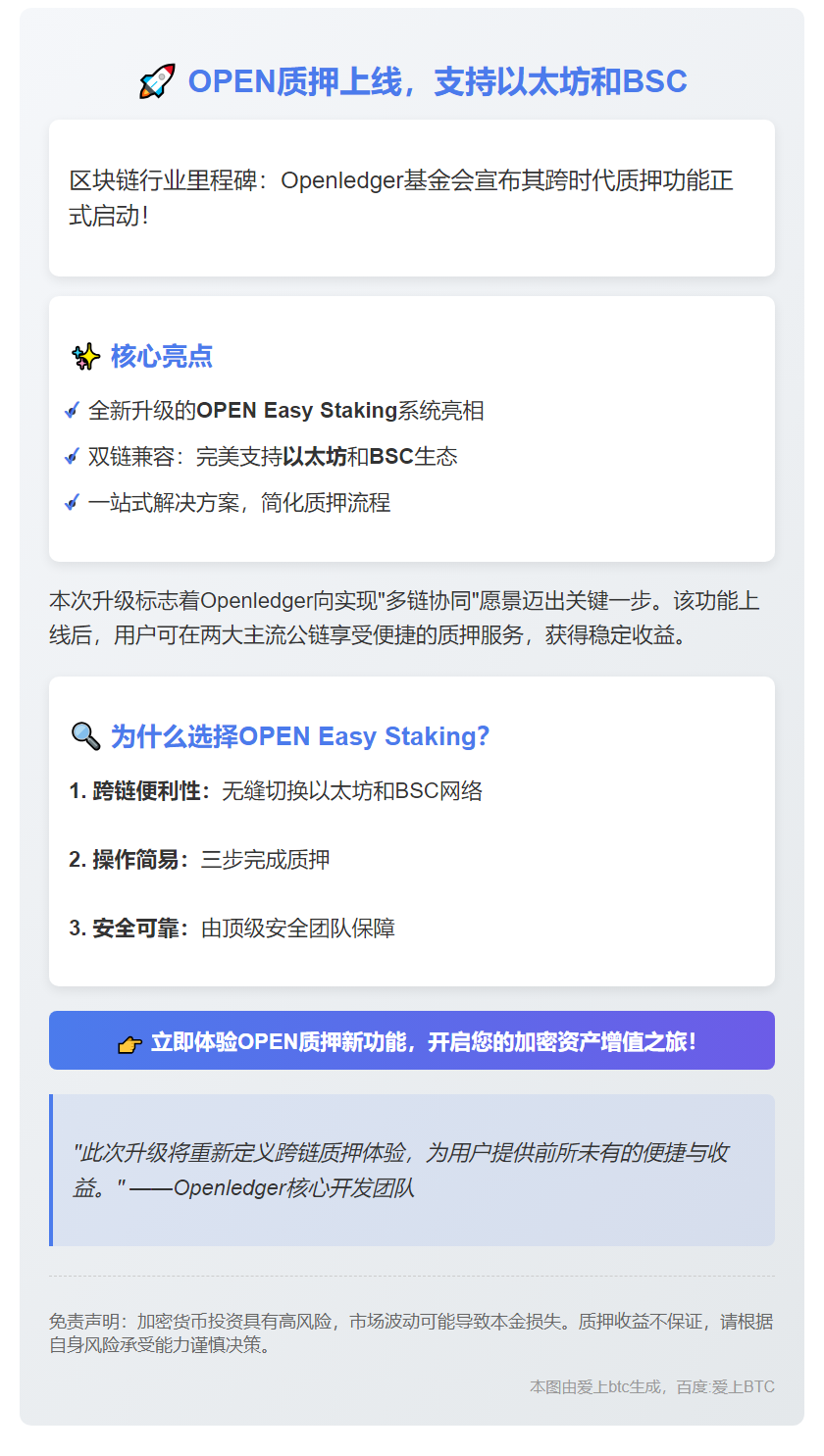 OPEN质押上线，支持以太坊和BSC