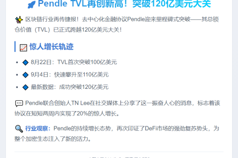 Pendle TVL破120亿