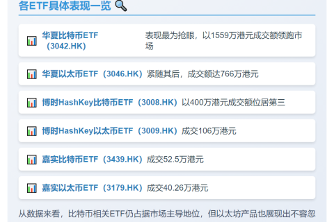 香港6只虚拟资产ETF成交2924万