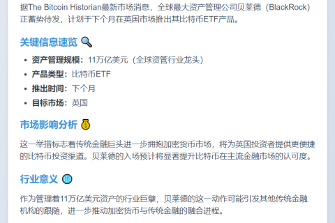 贝莱德下月英国推比特币ETF
