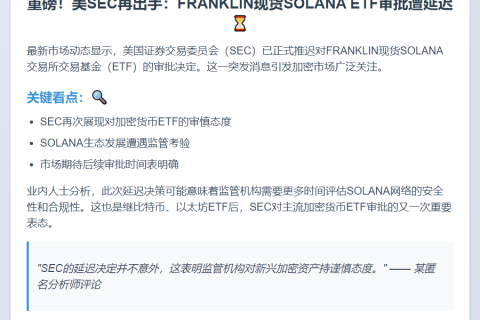 SEC推迟Franklin Solana ETF审批