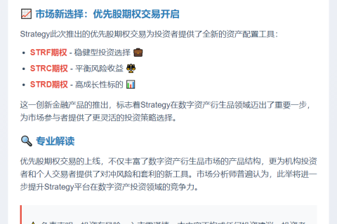 Strategy优先股STRF、STRC、STRD期权上市