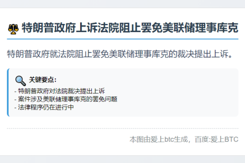 特朗普政府上诉法院阻止罢免美联储理事库克