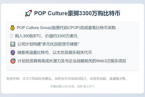 POP Culture豪掷3300万购比特币