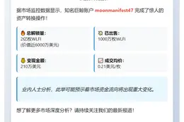 巨鲸抛售1000万枚WLFI套现210万U
