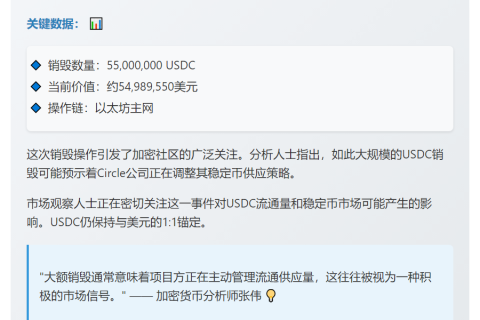 USDC销毁5500万枚