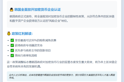 韩国9月16日起解禁加密企业风险认证
