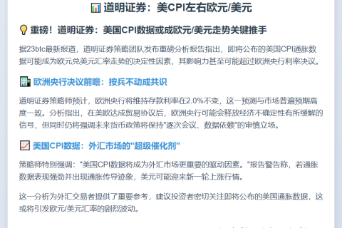 道明证券：美CPI左右欧元/美元