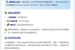 Selini Capital 转移 90 万枚 WLD 至 Amber