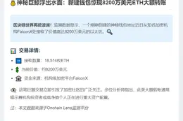 新钱包获FalconX转账8200万美元ETH