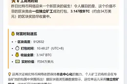矿工捕获3.147 BTC奖励