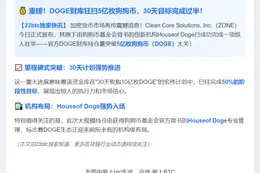 Clean Core购入超5亿枚DOGE