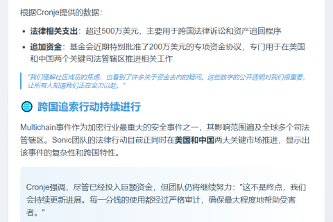 Sonic联创追回Multichain损失支出超700万美元