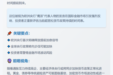 欧洲央行称全球加息或提前