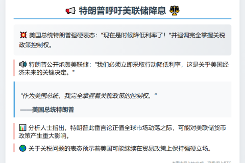 特朗普呼吁降利率