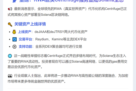Centrifuge部分资产上线Solana