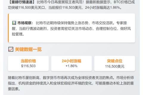 BTC突破11.65万美元