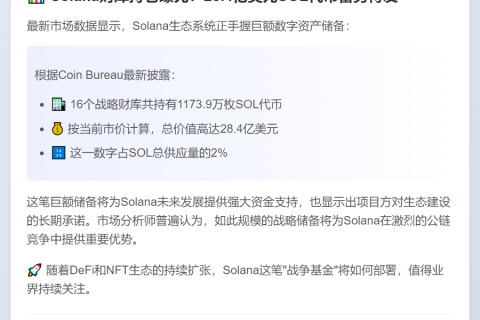 Solana财库持有2%总供应量