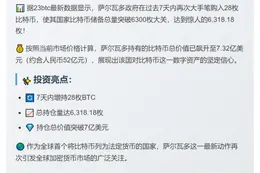 萨尔瓦多增持28枚BTC，持仓达6318枚