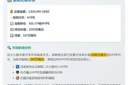 巨鲸再购382万枚USDC买入HYPE