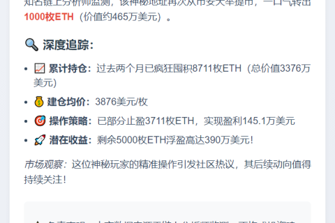 币安转出1000枚ETH