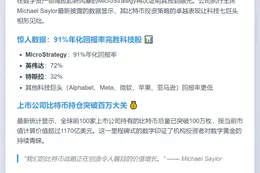 MicroStrategy比特币持仓破百万枚 跑赢科技七巨头