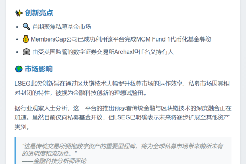伦敦证交所推私募基金区块链平台