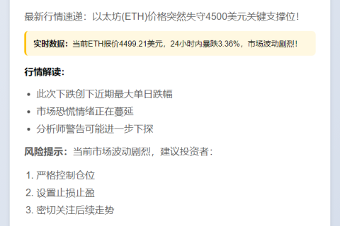 ETH跌破4500