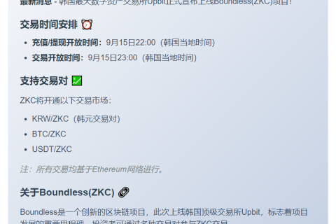 Upbit上线ZKC交易