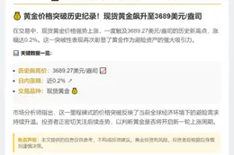 黄金创历史新高3689.27美元