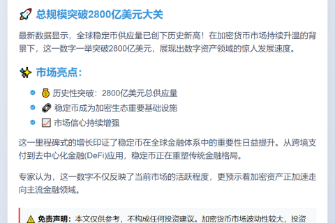 全球稳定币供应量创新高