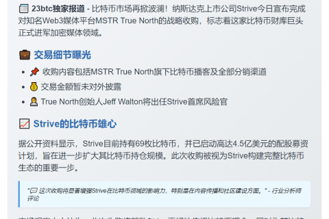 Strive收购Web3媒体MSTR True North