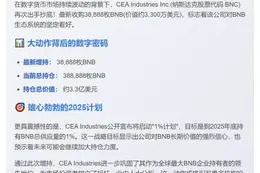CEA加仓BNB至38.8万枚