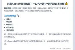 韩国Koscom申请5个韩元稳定币商标