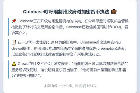 Coinbase呼吁限制州政府对加密货币执法