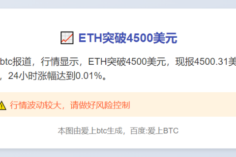 ETH突破4500美元
