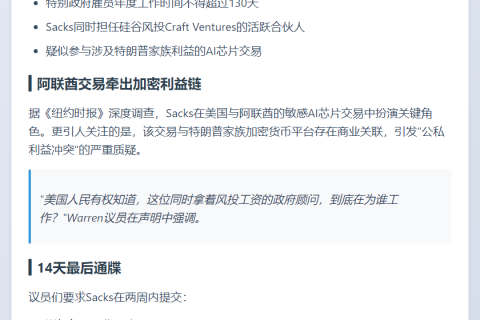议员质疑特朗普AI顾问合规性