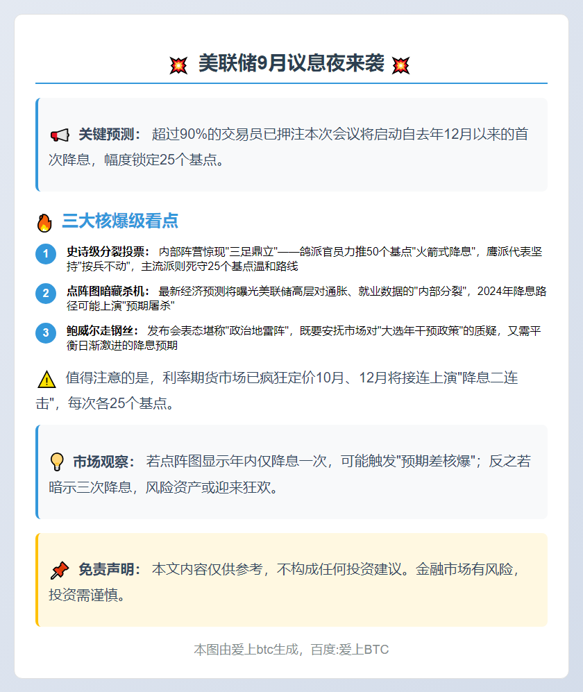 美联储9月或降息25基点，三大看点引关注