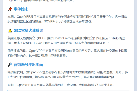 OpenVPP假称与美政府合作被SEC否认