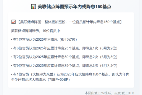 美联储点阵图预示年内或降息150基点