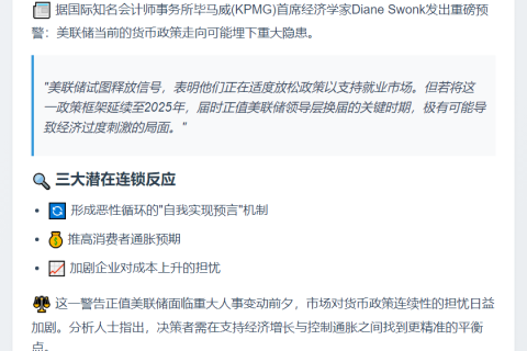 毕马威：美联储政策或致过度刺激