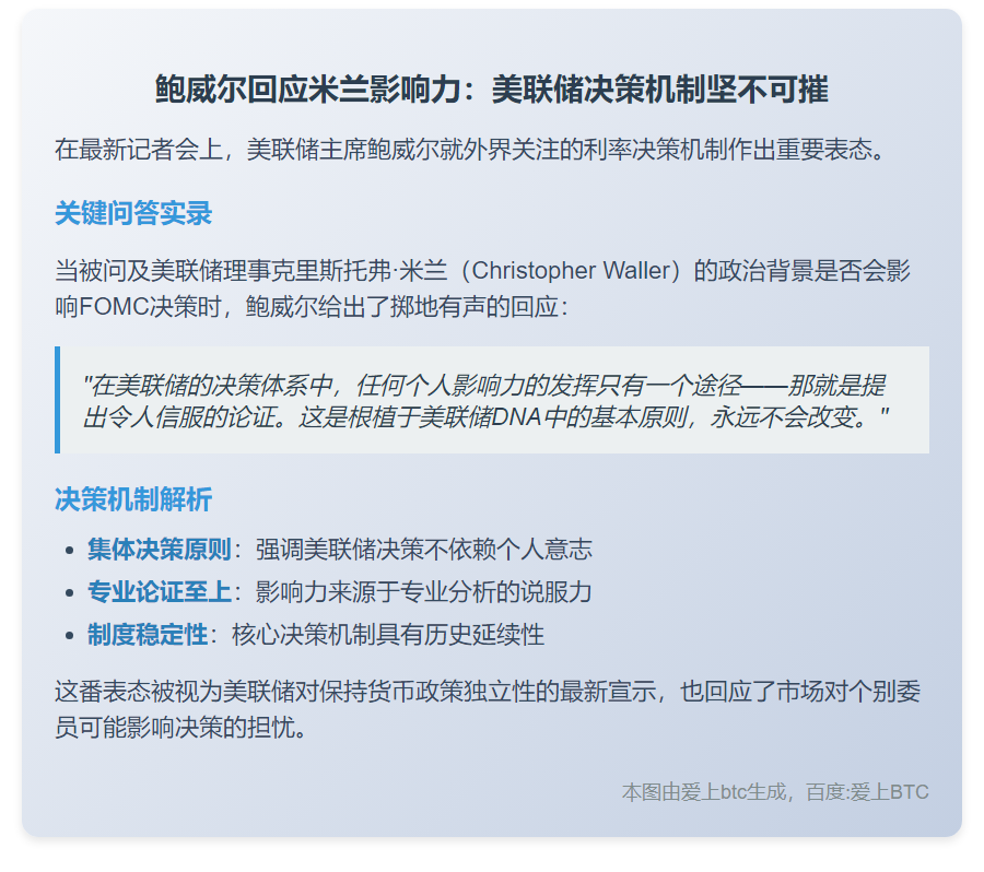 鲍威尔谈米兰对利率影响