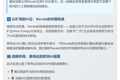 英伟达6.83亿美元投资加密矿企分拆公司Nscale
