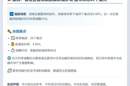 香港金管局降息25基点