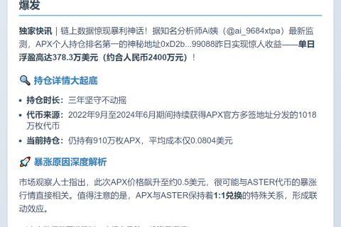 APX持仓TOP1单日浮盈378万美元